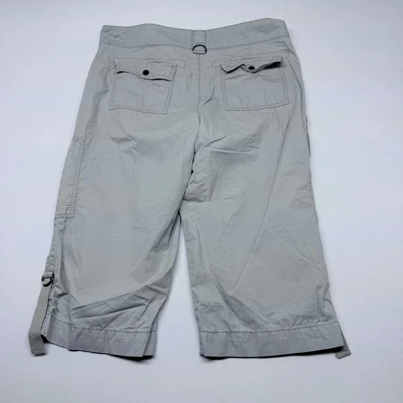 French Cuff Womens Cargo Capri Pants Size 10 Grey Dove Cotton Utility FGL274166 - Picture 2 of 9